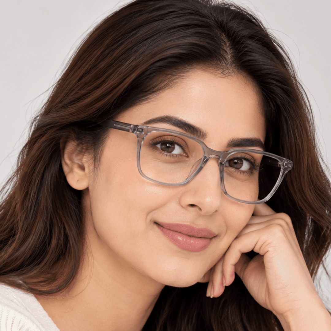 Green Cherry — Transparent Grey rectangle TR90 eyeglasses