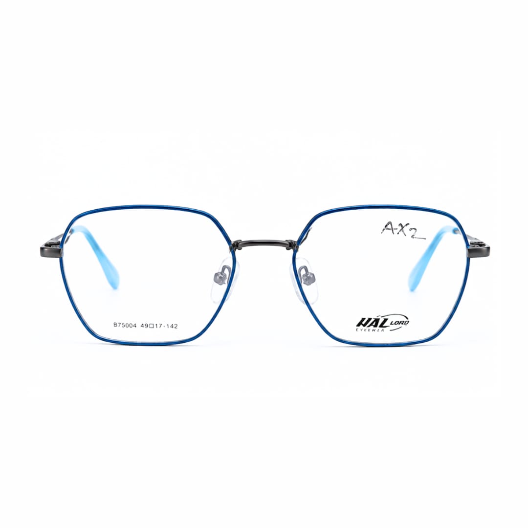 Hal Lord, Blue geometric Metal eyeglasses