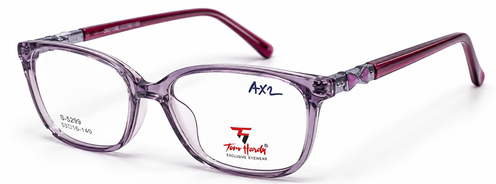 Tom Hardy Pink, Transparent Lilac & Pink rectangle eyeglasses