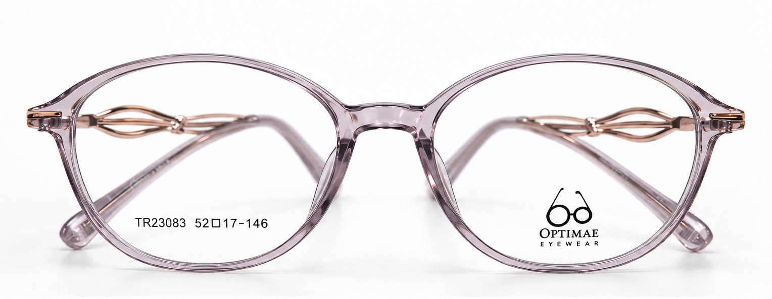 Optimae, Transparent Lavender & Rose Gold oval eyeglasses
