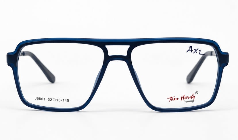Tom Hardy Navy, Navy Blue rectangle eyeglasses